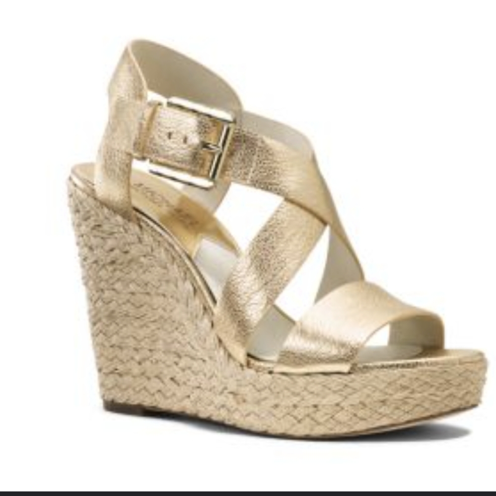 Michael Kors Giovanna gold wedge espadrilles SZ6